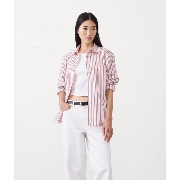 Banana Republic Tops - NWT Banana Republic Pink Mini Stripe Classic Poplin Button Up Shirt- Size Small